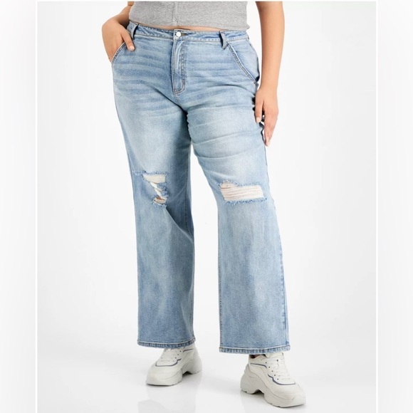 TINSELTOWN Jeans Women DISTRESSED Baggy Straight Leg Capenter Plus Size 22W NWT - Picture 4 of 4